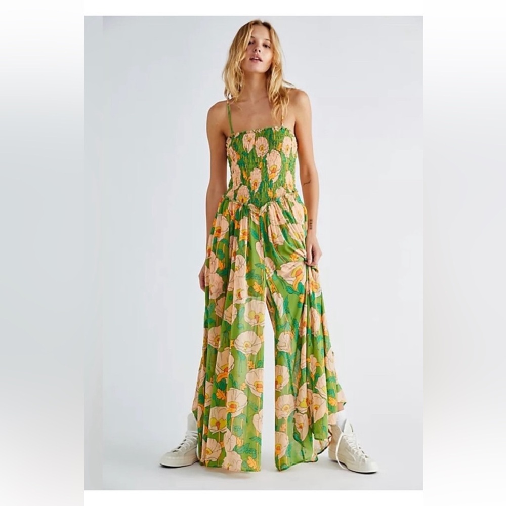 Free People Sophia Jumpsuit in green floral